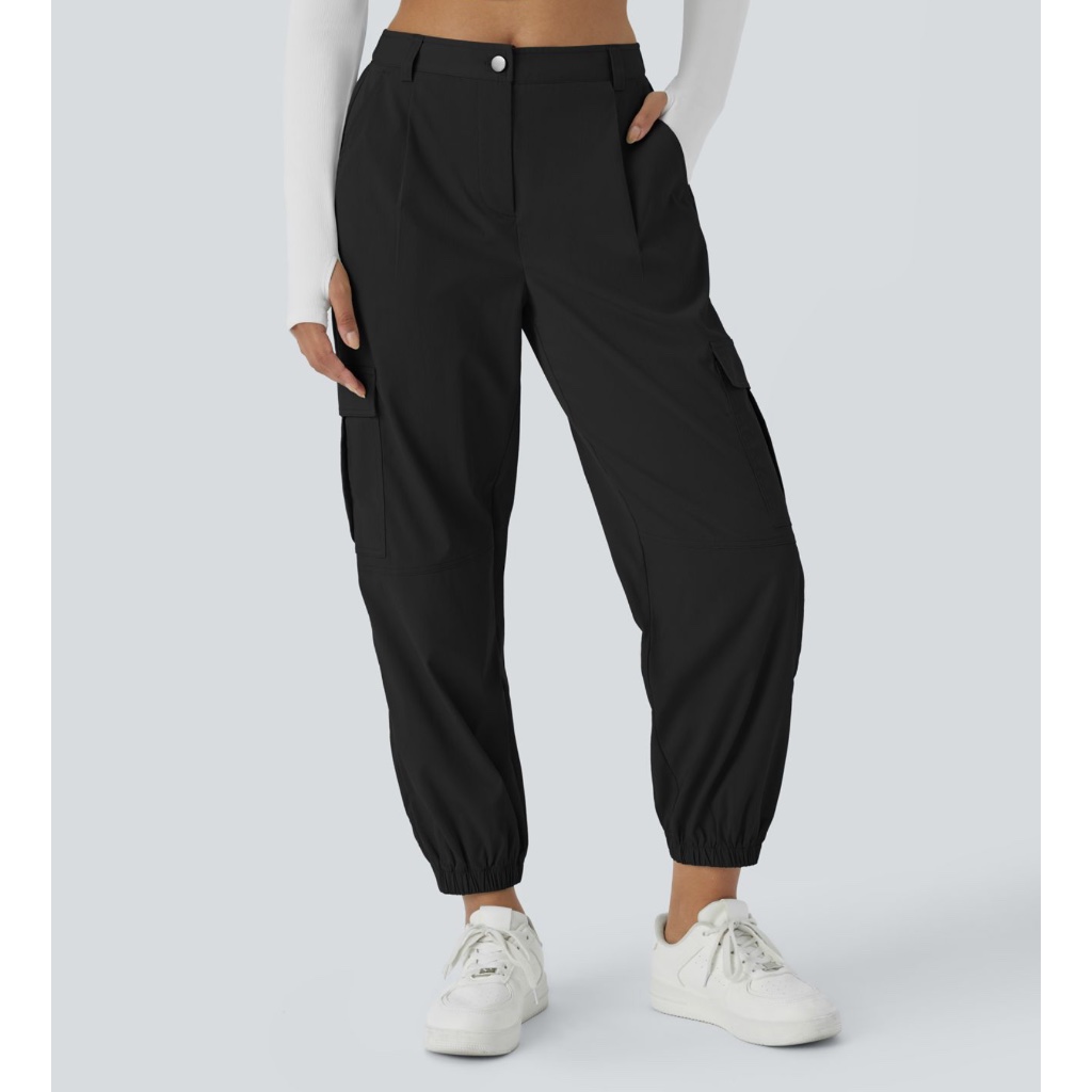Nwt Halara Mid Rise Button Zipper Multiple Pockets Casual Cargo Joggers Xl